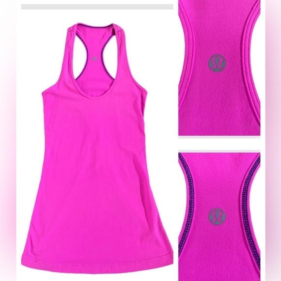 2012 HTF Lululemon OG Cool Racerback REVERSIBLE Pow Pink Tank Top 2 CRB - Picture 1 of 8